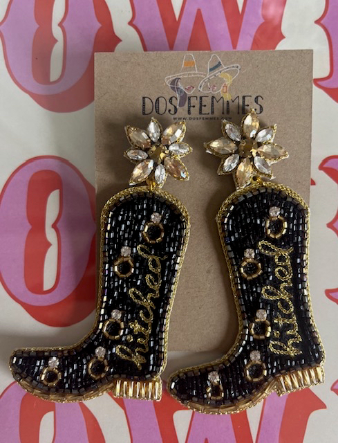 Hitched Cowgirl Boot Earrings
