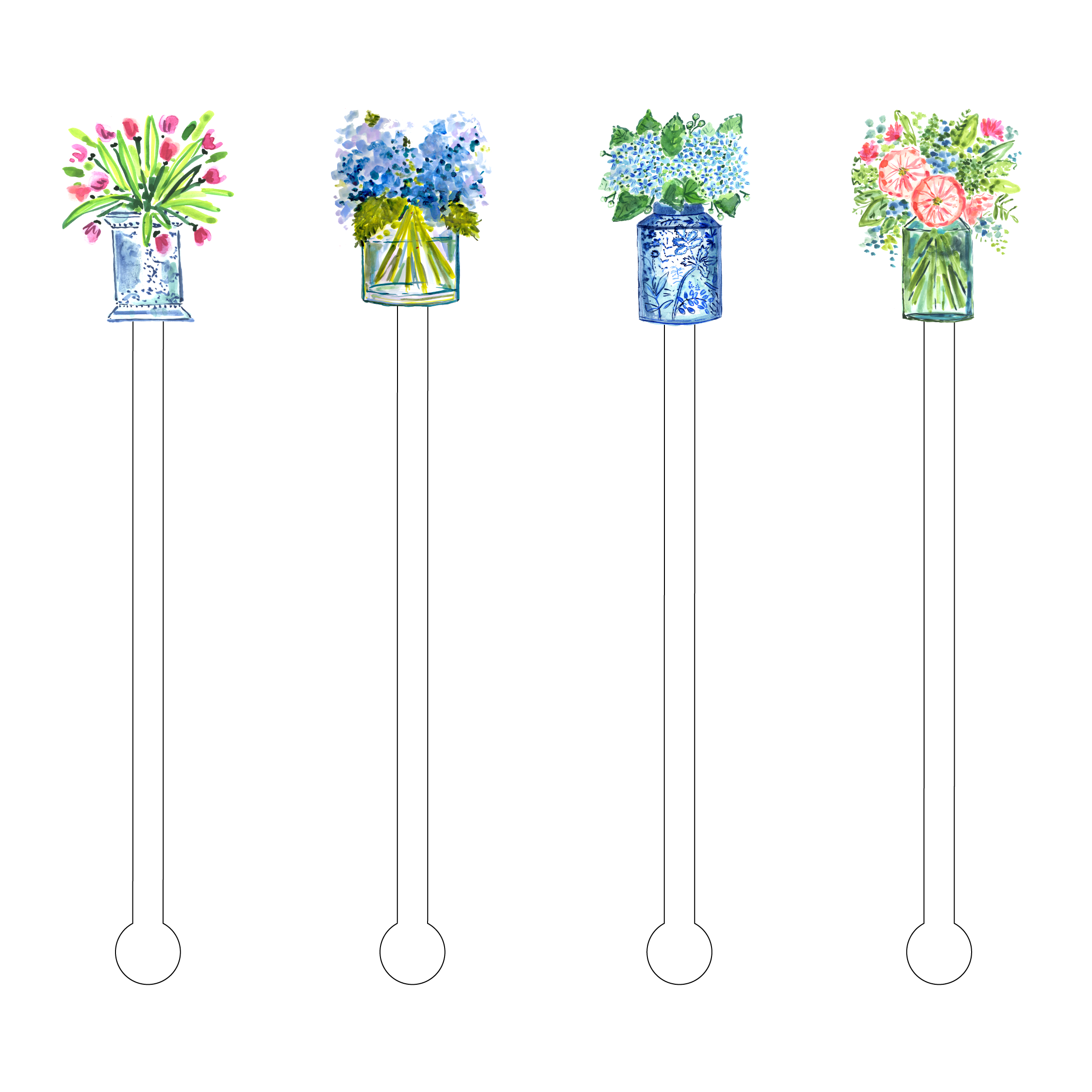 Fresh Flowers For You Acrylic Stir Sticks Combo