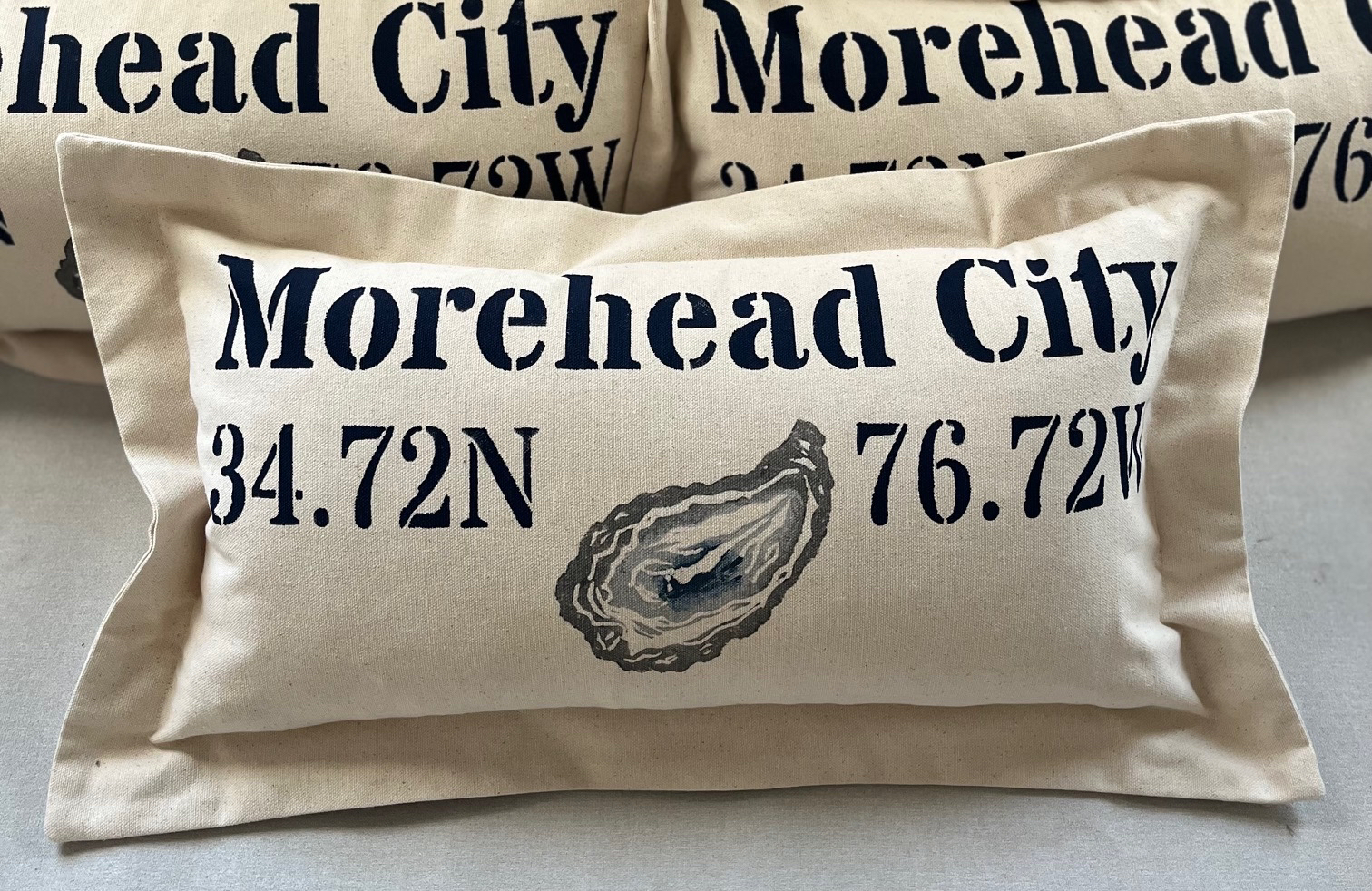 Morehead City NC Coordinates Oyster Pillow