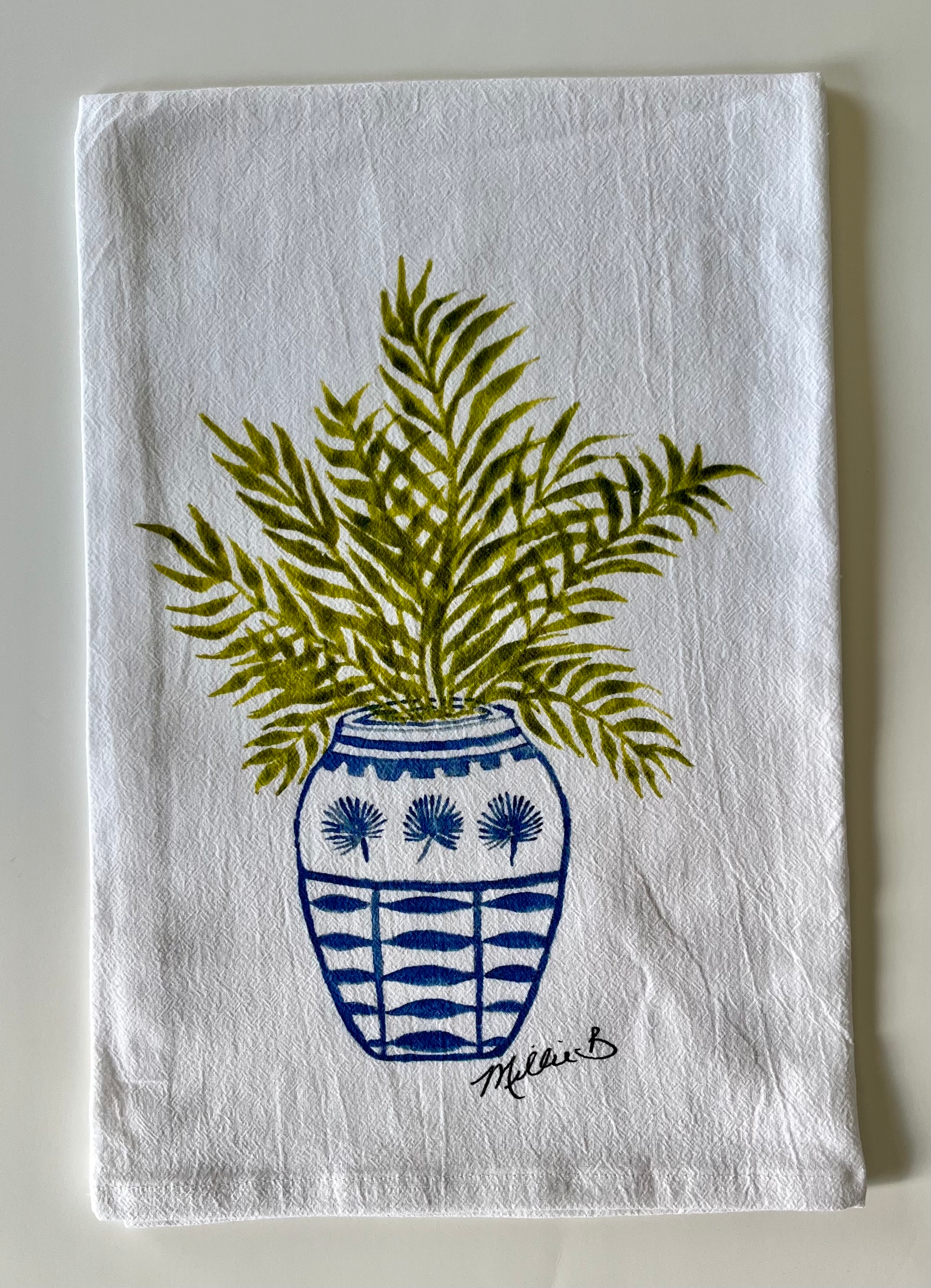 Watercolor Palm Plant Flour Sack Towel