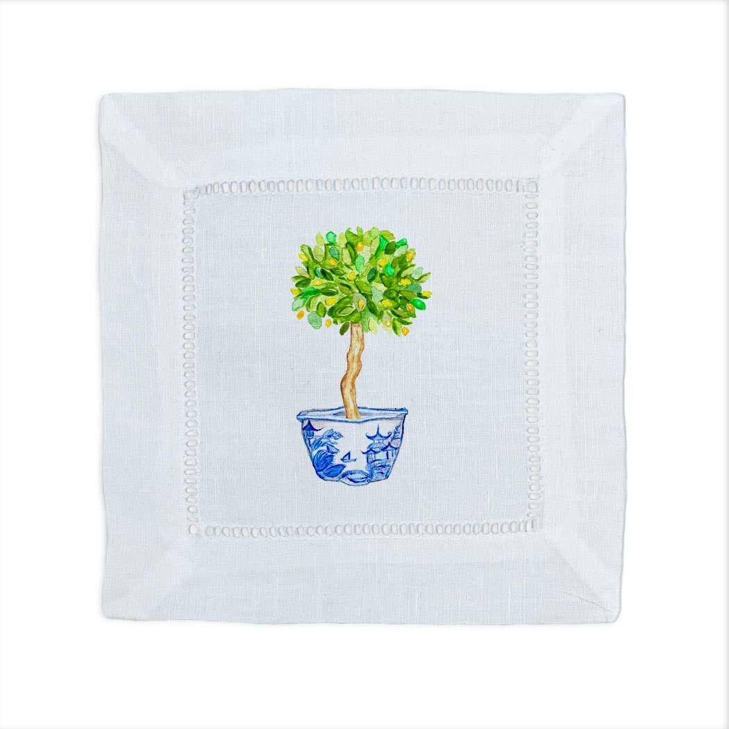 Lemon Tree with Blue and White Pot Cocktail Napkins